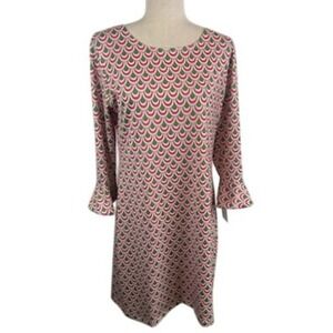 New Beacon Hill Pink Geometric UV Breathable Performance Dress Size Medium
